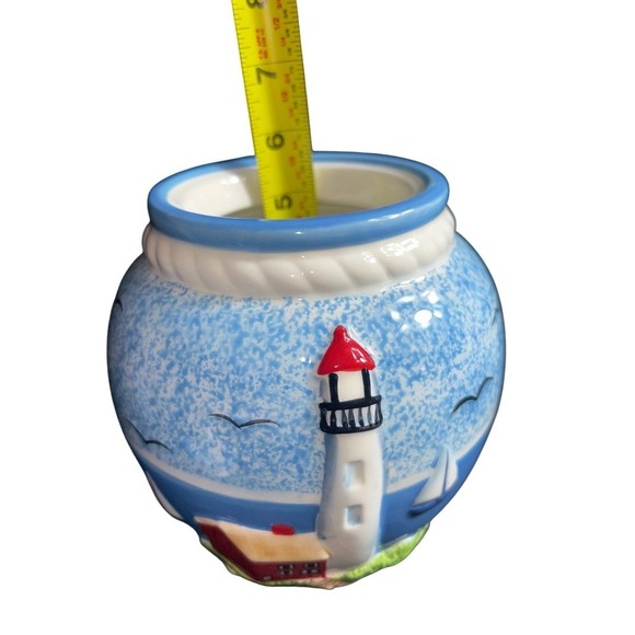 Casa Vero By ACK Hand Painted Ceramic Lighthouse Canisters Set 3 PCS - Picture 16 of 16